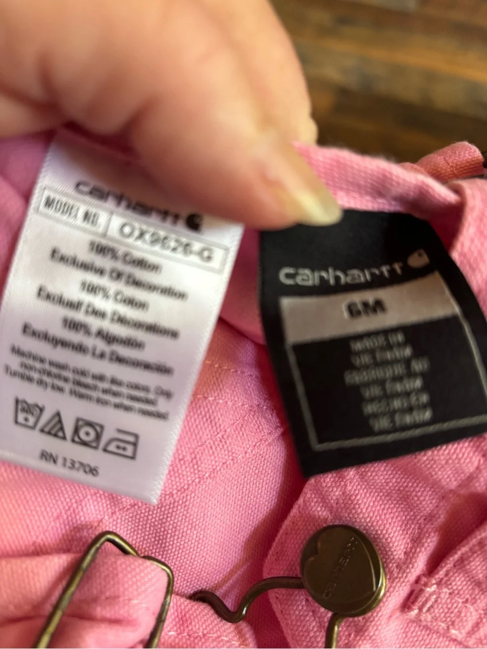 Carhartt light pink canvas bib overalls size 6 months